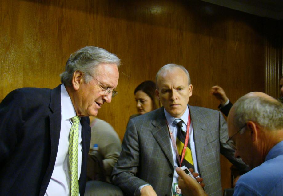 Sen. Harkin answers questions from reporters